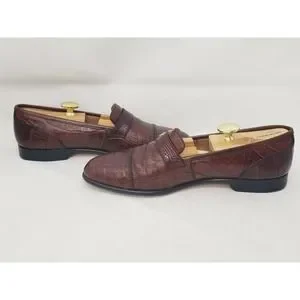 BRUNO MAGLI Brown Genuine Crocodile Leather Loafers Mens Dress Shoes Sz 11 M 06 NOS Bruno Magli Congac Brown Crocodile Slip On Slide On  main image 4